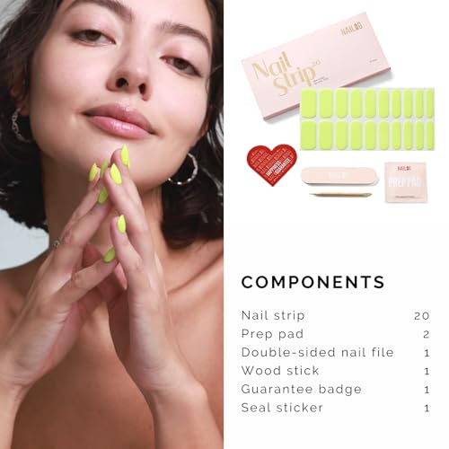 NAILOG Semi Cured Gel Nail Strips Lime Green Gel Nail Stickers - Lime Bomb - color: Lime Bomb