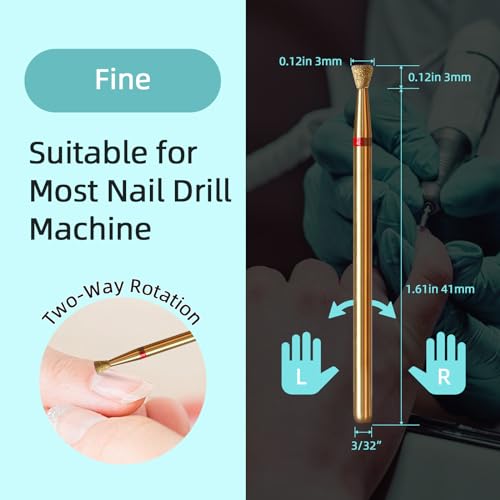 3mm Inverted Cone Cuticle Clean Nail Drill Bit, Titanium Series Russian Diamond Nail Bits Professional Safety Under Nail Cleaner for Cuticle Dead Skin, Electric Nails Accessories, Fine - color: 3mm Inverted Cone Cuticle Bit, size: Fine - F