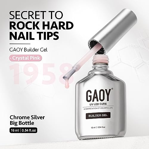 GAOY Builder Gel for Nails, 16ml Nail Strengthener in a Bottle, Nail Extension Hard Gel, Soak Off Long Lasting UV Light Cure, 1958 Crystal Pink, Base Coat Top Coat Needed - color: 16ml Crystal Pink