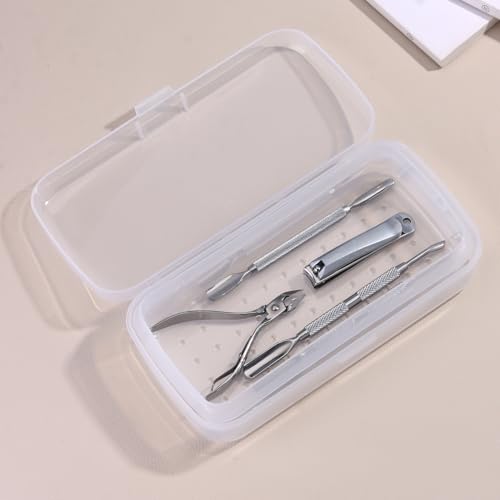 SUTOKAKA Nail Tool Sterilizer Box Plastic Sterilization Tray, Clear - color: Clear Rectangular