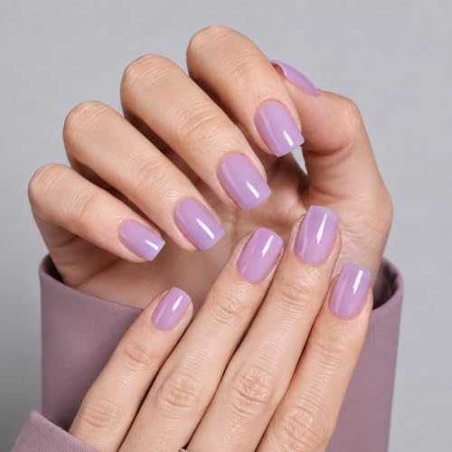 Purple Press On Nails Square - Light Purple Nails Fake Nails - color: 5A - Lilac Mauve