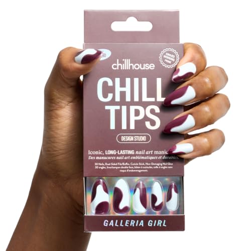Chillhouse - Chill Tips, Press on Nails Kit - Galleria Girl (Almond) - 30 Nail Shapes & Sizes - Up to 2 Weeks of Wear - Customizable Fit - Reusable - Latina Founded & Women Owned - Beauty & Self Care - color: Galleria Girl