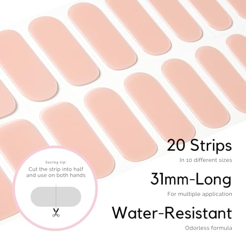 NAILOG Semi Cured Gel Nail Strips 20Pcs Nude Gel Nail Sticker - Jelly Honey - color: Jelly Honey