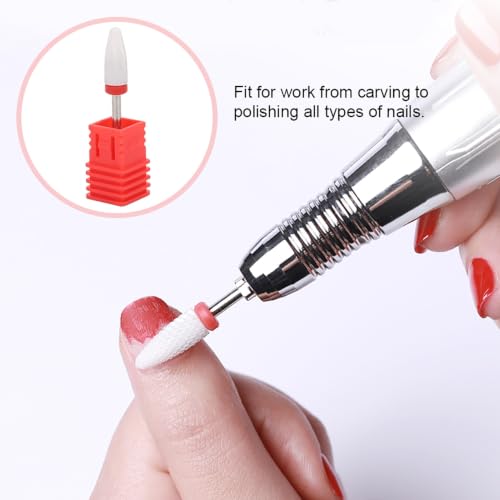 Ceramic Nail Drill Bit Corn-Head-Shape Professional Grinding Head for Nail Polishing(Red) - color: Red