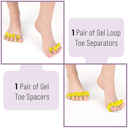 Dr. JK- ToePal Gel Toe Separator, 2 Pairs, Toe Spacers, Bunion Corrector - color: Yellow, size: 2 Pairs