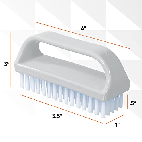 Superio Stiff Nail Brush Cleaner with Handle 6 Pack, Durable Scrub Brush, Clean Toes, Fingernails- Hand Scrubber- All-Purpose Cleaning Brush for Home, Kitchen, Work- Stiff Bristles (Black and White) - color: 6 Pack White Smoke/Grey