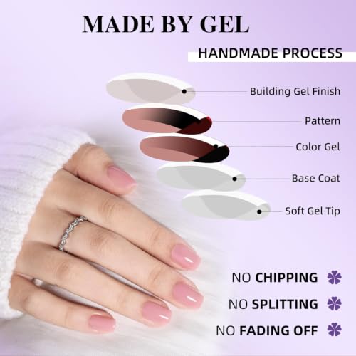 Light Pink Nude Press On Nails, Short Square, Glossy Blush Glue On Nails - color: A10-Pink Nude
