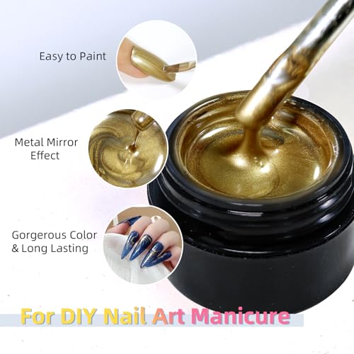 8ml Metallic Painting Nail Polish Gel,Golden Painted Nail Polish - color: Mirror Gold