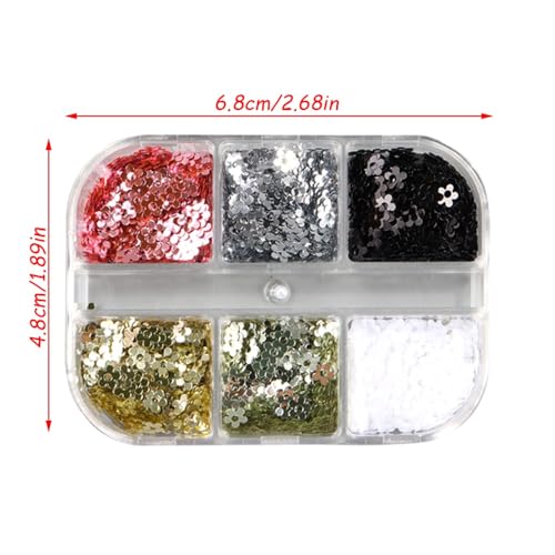 6 Colors Five-petaled Flower Nail Sequins Nail Glitter for Nails Design Fingernail Art Glitters Decorations 3D Fingernail Art Sequins for Women Floral Nails Accessories Manicure Embellishments