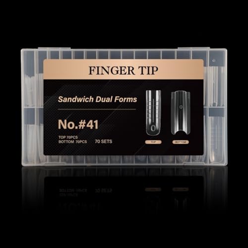 140Pcs Sandwich Dual Nail Forms 14sizes Quick Building Gel Nail Extensions-Dual Form with Reusable Top and Bottom Mold Tips (No.#41 (140Pcs)) - size: No.#41 (140Pcs)