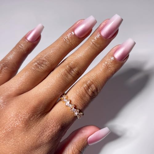 Glamnetic Press On Nails - Medium Coffin, Pearl Fake Nails 30 Pc Full Kit - color: Everyday Beauty Queen
