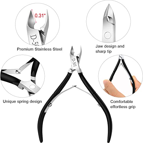 4 Pack Professional Cuticle Nippers, Black Nail Trimmer & Cutter - color: Black