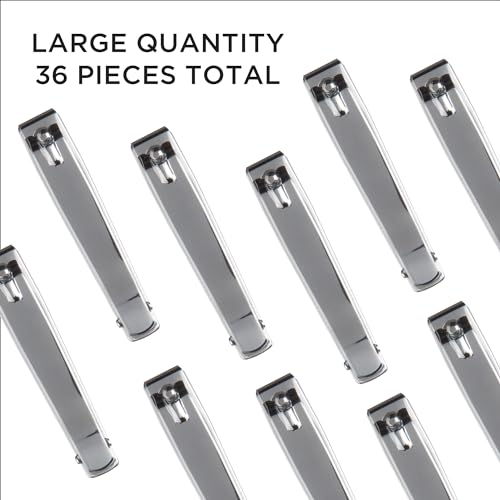 Diane D909 Stainless Steel Straight Edge Toenail Clipper with Fold Out File for Natural Nails - 36 Pack Bin - style: Toe Nail Clipper Straight Edge