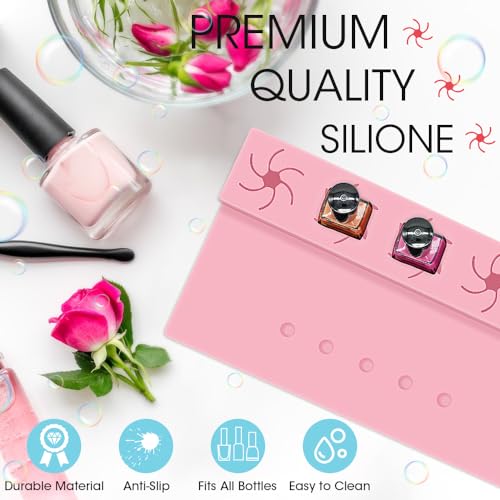 Nail Polish Holder, 2 in 1 Silicone Hand Rest Mat Set - Pink - color: Pink