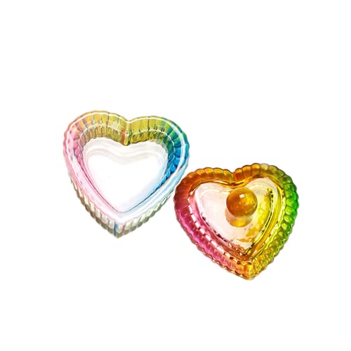 Nails Tips Art Dappen Dish with Lid Acrylic Liquid Powder Dappen Monomer Dish Glass Crystal Cup Glassware Tools for Professional Use and Home Use (clear, heart-shaped)