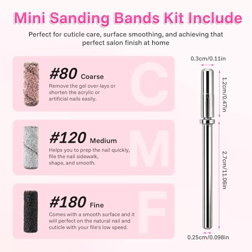 BQAN Complete Nail Drill Bits Set Carbide & Diamond & Mini Sanding Bands - color: Colorful-10pcs