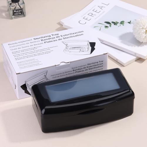 SUTOKAKA Nail Tool Sterilizer Box Plastic Disinfectant Container, Black - color: Liftable Black