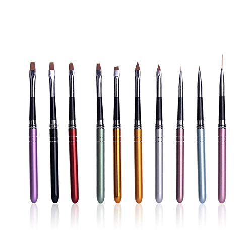 10Pcs Nail polish brush, Brush design for nail, UV Gel Painting Nail Art Design Brush Pen Set, Nail Dotting Painting Drawing Pen, Sable Acrylic Nails Round Nail Art Brush, Nail Phototherapy Pen - color: 10 unparalleled nail brushes