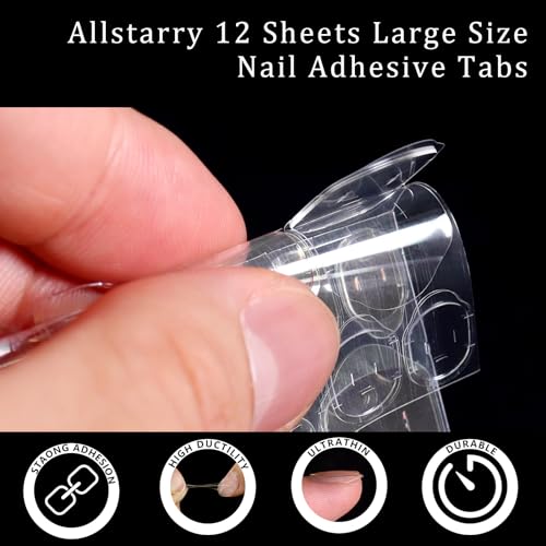 Allstarry 288pcs (12 Sheets) Nail Adhesive Tabs Large Size Glue Tabs - size: Large Size (288pcs)