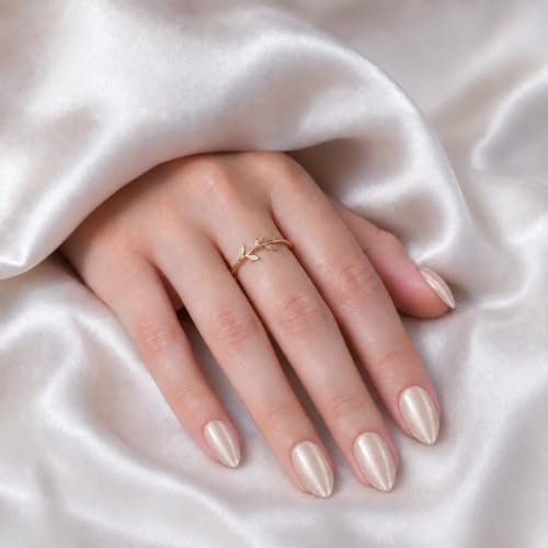 Champagne Shimmer Press On Nails, 32-Piece Almond Reusable ABS Fake Nail Kit with Nail Glue, Glue Remover, Adhesive Tabs, Mini File, Prep Pad and Manicure Stick - color: Champagne Shimmer - Almond