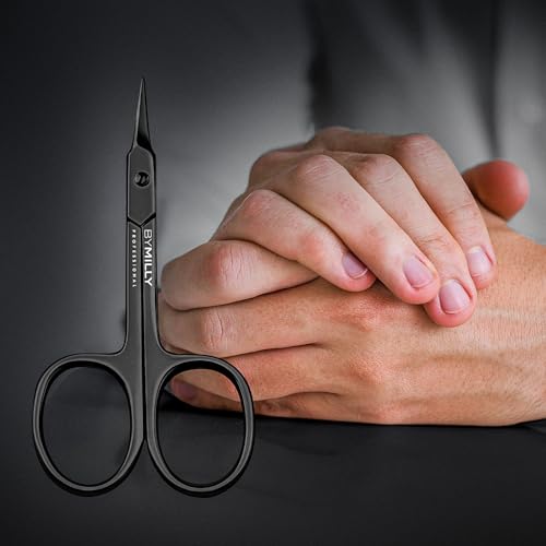 Cuticle Scissors, Curved Blades, Titanium Black, High Carbon Stainless Steel, Hand Sharpened (Arrow Head, Titanium Black) - color: Titanium Black