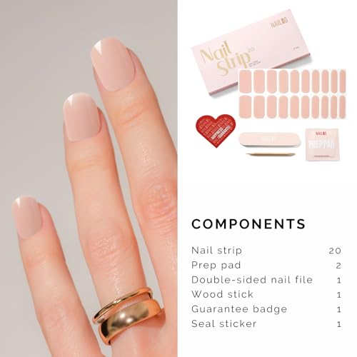 NAILOG Semi Cured Gel Nail Strips 20Pcs Nude Gel Nail Sticker - Jelly Honey - color: Jelly Honey