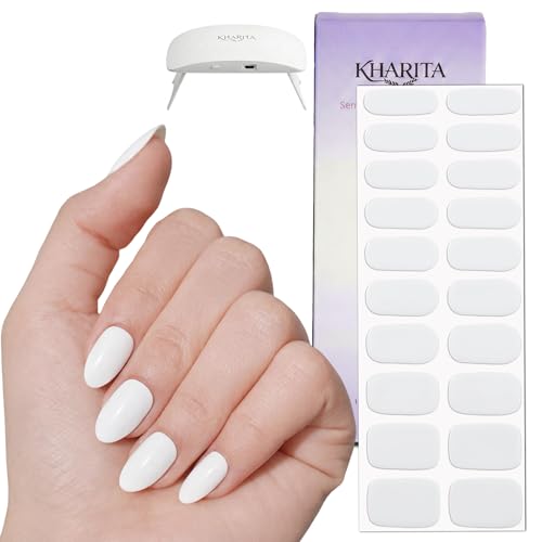Semi Cured Gel Nail Strips with UV Lamps Solid White - color: Snowy White
