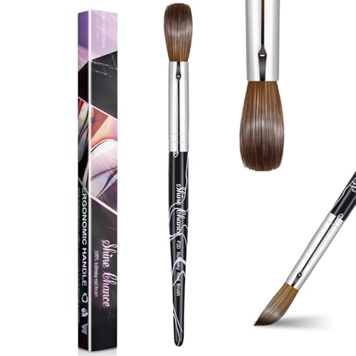 Acrylic Nail Art Brush Size 20, 100% Pure Kolinsky Hair Oval Nail Brush for Acrylic Application, Professional Nail Extension Manicure Tool Striping Nail Drawing Pen for DIY Home Salon - color: Black, size: #20