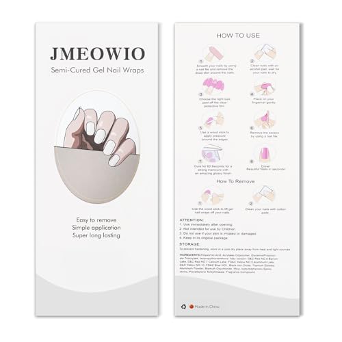 JMEOWIO Semi Cured Gel Strips Nail Art Sticker Wrap Beige - color: Beige