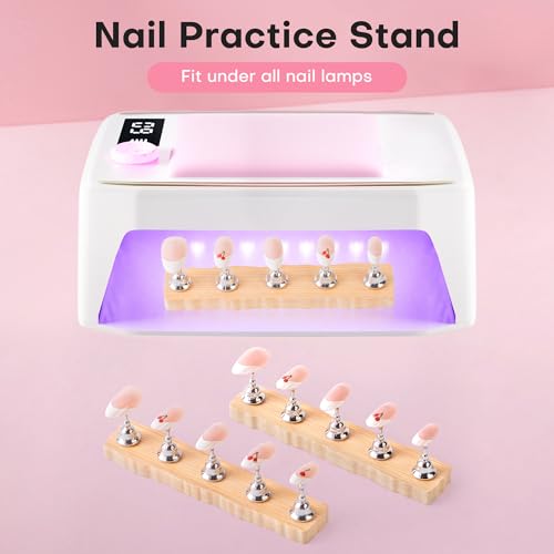 Nail Stand for Press On Nail Holder for Painting Nails, Magnetic Fake Nail Stands Tips, Heart Shape Nail Holder with Double-sided Tape Practice Nail Art Tools（Wood B） - color: Wood B