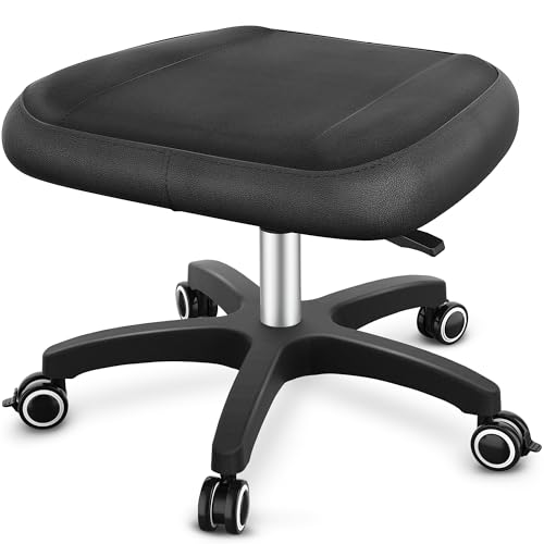 TASALON Adjustable Height Rolling Footrest Stool with Lockable 360° Wheels