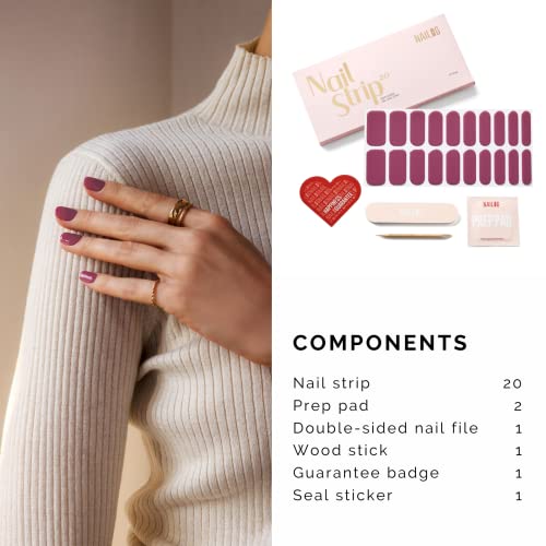 NAILOG Semi Cured Gel Nail Strips 20Pcs Plum Gel Nail Stickers - Crush - color: Crush