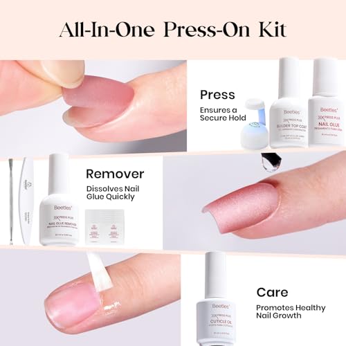 Beetles Cat Eye Nails Kit - 7 Colors Medium Almond Press On Nails, 224Pcs - color: A - Galaxy CatEye - M