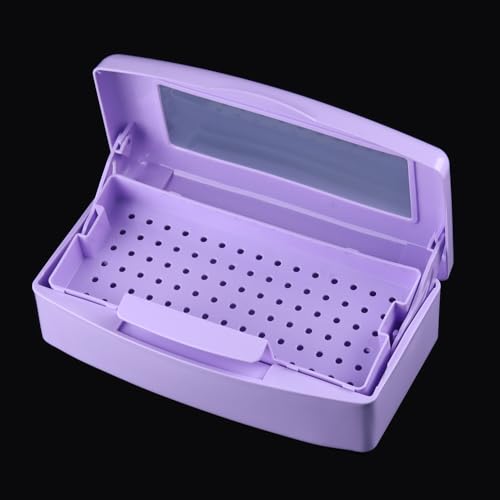 SUTOKAKA Nail Tool Sterilizer Box Plastic Disinfectant Container, Purple - color: Liftable Purple