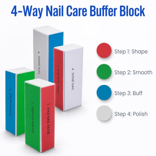 Qianyu 14 Pcs 4 Way Nail Buffers Block and Double Sided Nail Files