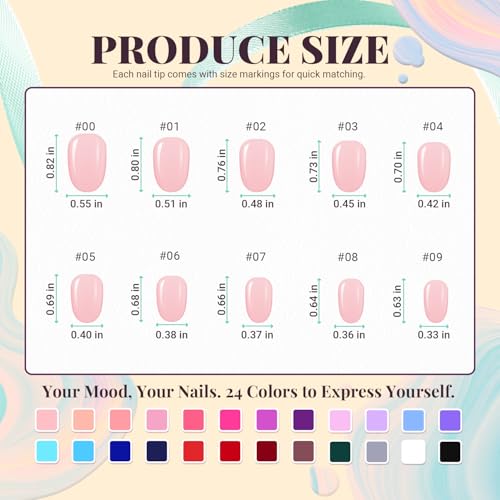 TsMADDTs Short Oval Press On Nails for Beginner Home DIY or Salon Manicure