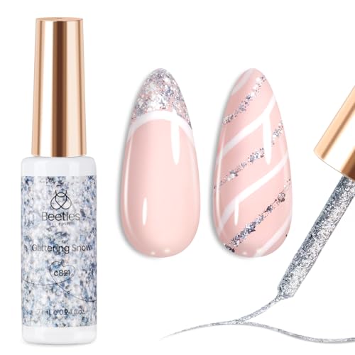 Beetles Metallic Gold Gel Liner 7ml French Tip Gel Polish 3D Mirror Chrome - color: C - Silver-1