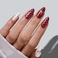 SHANGMENG Red White Press on Nails, Almond Medium Polka Dot Bow Fake Nails - color: Red & White Gala