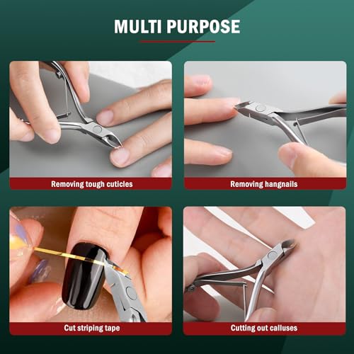 FVION Cuticle Clippers - Precision Cuticle Cutter, Extremely Sharp Cuticle Scissors, Stainless Steel Nail Cuticle Remover, Cuticle Nipper, and Professional Manicure Tool (4mm Jaw) - color: Silver