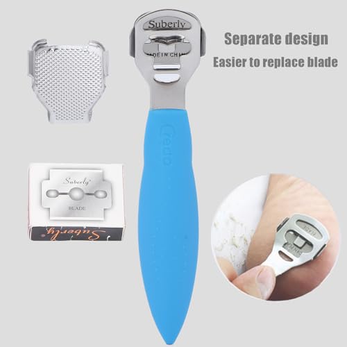 Callus Shaver Remover Stainless Steel Callus Trimmers Hard Skin Dry Skin Remover Calluses Planer Pedicure Foot File Tool - color: Blue