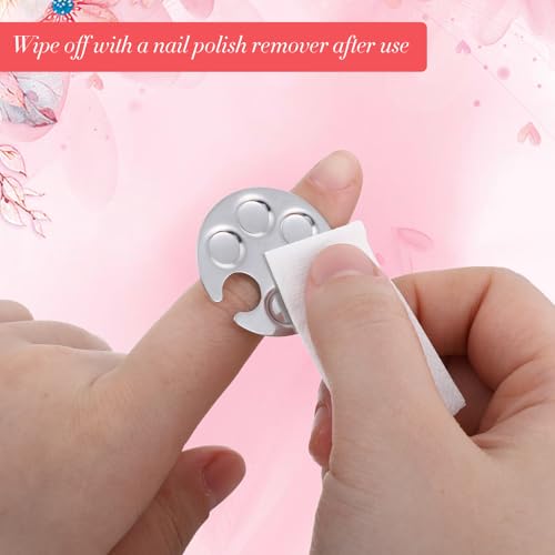 4 Pack Mini Nail Art Palette, Nails Rings Palette, Finger Rings Metal Manicure Palettes Tools, Nails Polish Mixing Plate, Gel Palettes Manicure for Nail Art Display - color: A