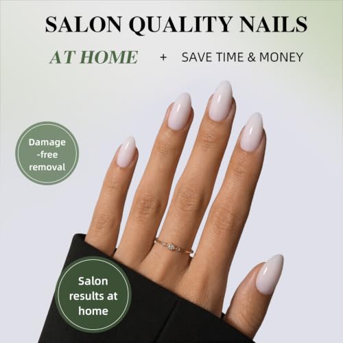 White Press On Nails Almond - Milky White Nails Fake Nails - color: 2A - Milky White