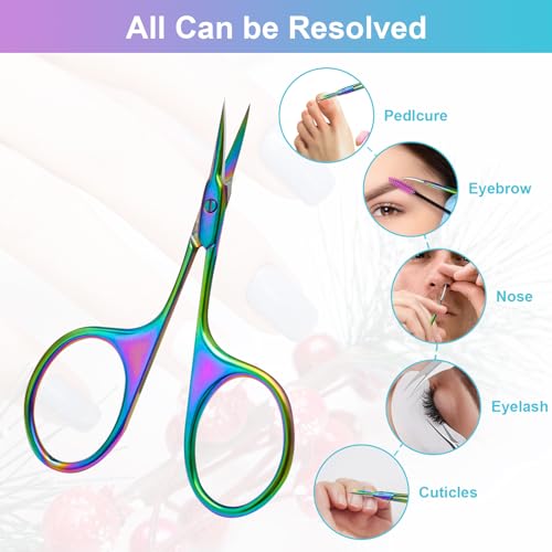 CGBE Cuticle Scissors, Extra Fine Curved Eyebrow Scissors, Multicolor - color: Multicolor