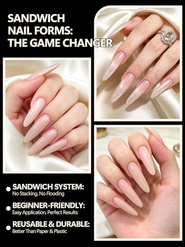 EBANKU Sandwich Dual Nail Forms 120PCS Transparent - color: Updated Almond