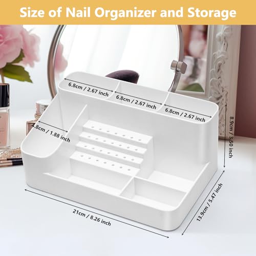 CGBE Nail Drill Holder, Nail Desk Organizer With 28 Holes - White - color: White