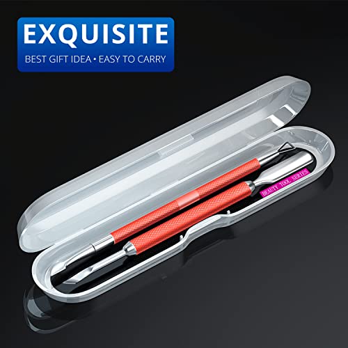 2PCS Red Cuticle Pusher Tool and Scraper Nail Pusher - color: Red