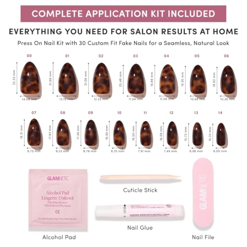 Glamnetic Press On Nails - Short Almond, Glossy Fake Nails 30 Pc Full Kit - color: 1D - Main Reference