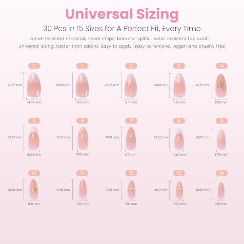 Nail Reformation Press On Nails, Golden Bow Medium Almond Fake Nails 30 Pcs - color: Golden Bow