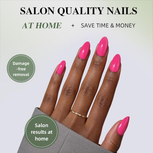 Hot Pink Press On Nails Almond - Berry Pink Nails Fake Nails - color: 1H - Hot Pink