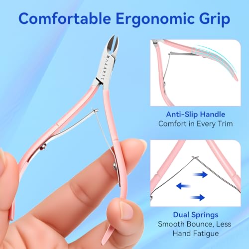 Makartt 2-Pack Pink Cuticle Nipper, 7mm Ergonomic Full-Jaw - size: Pink Cuticle Nippers 2 Pack
